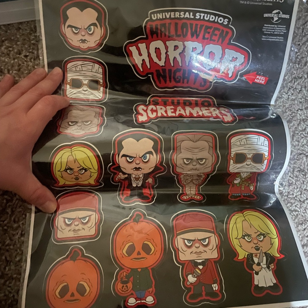 Universal Halloween Horror Nights Art Print - Red, Black, White